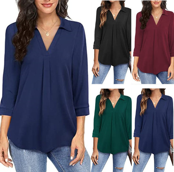 Women's Elegant Chiffon Pullover Loose Sleeves Shirt Blouses