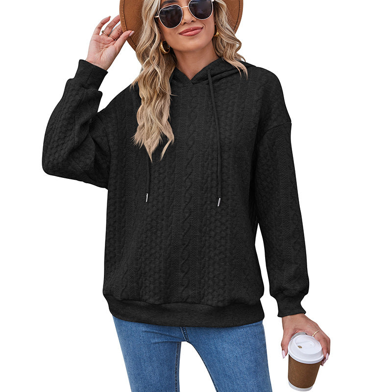 Women's Autumn Jacquard Hooded Long Sleeve Knitted Clothing