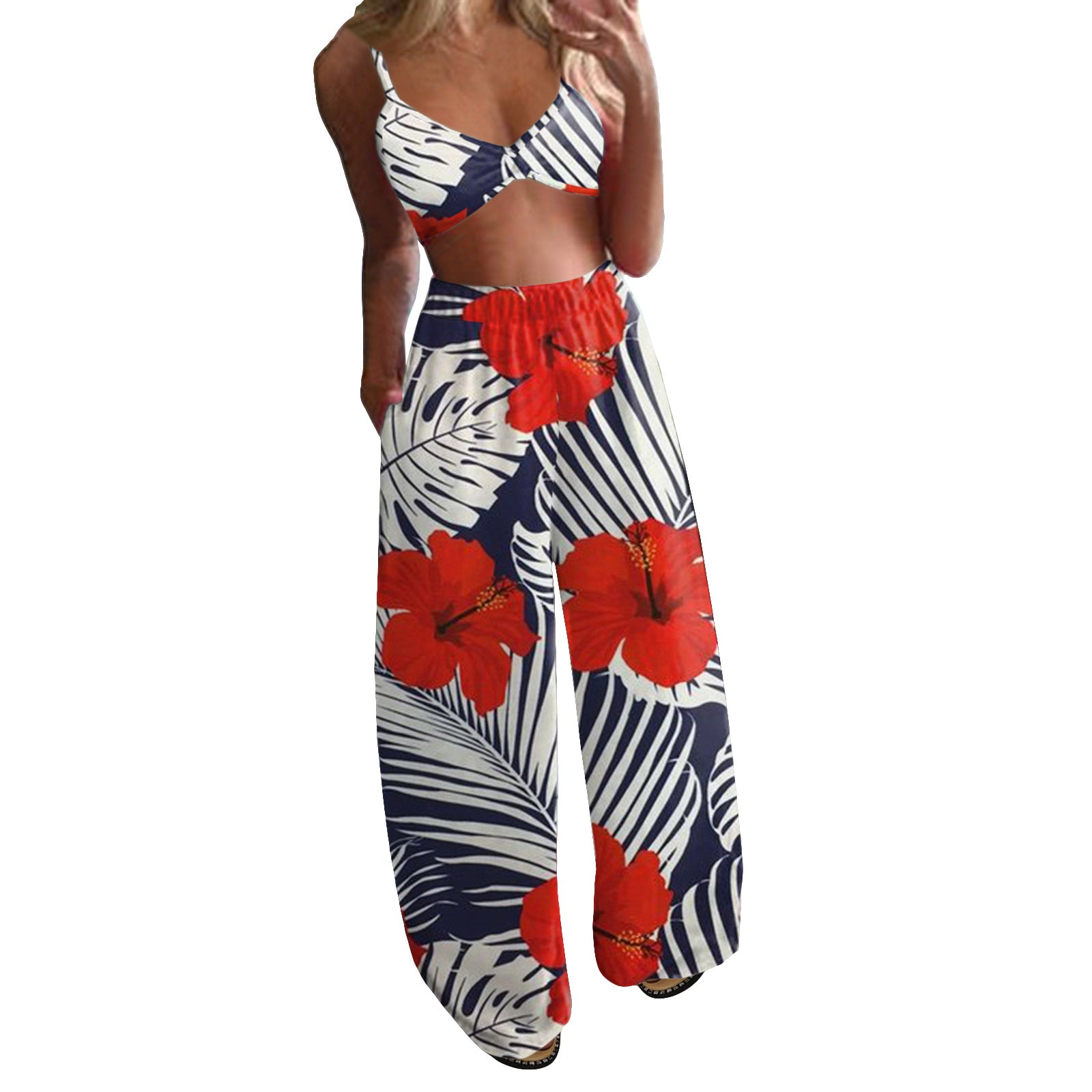 Women's Printed Sexy Tube Loose Wide Leg Suits