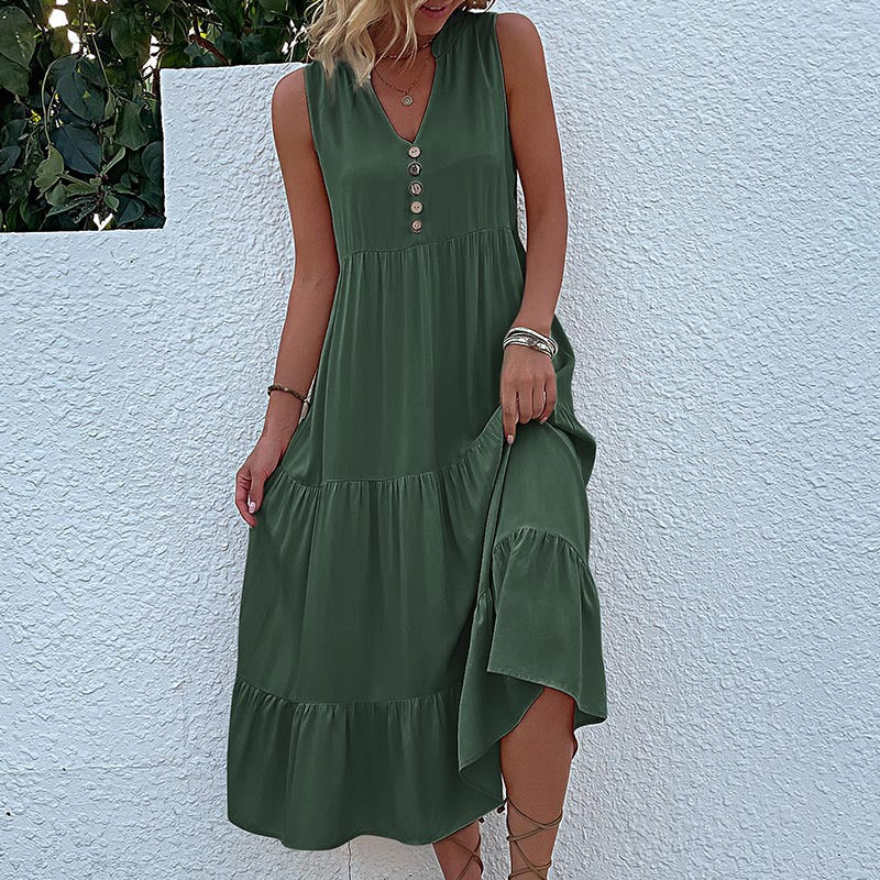 Cool Summer Sleeveless Loose Solid Color Dresses