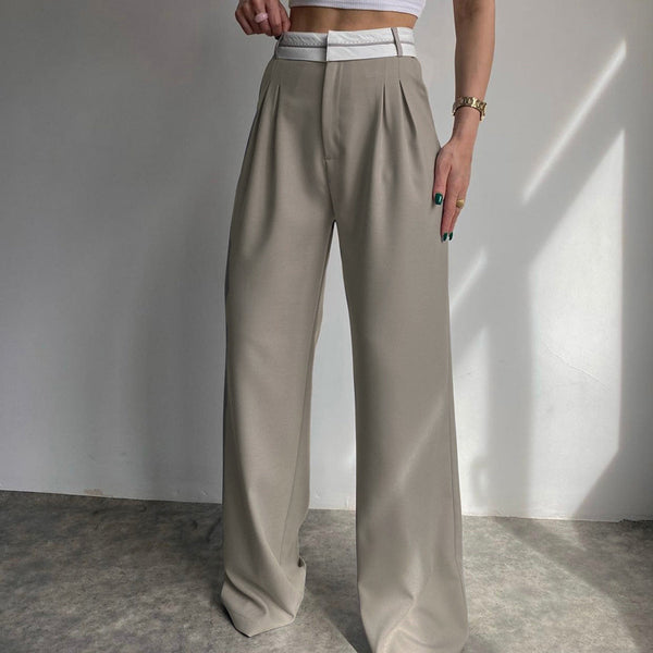 Autumn Solid Color Slimming Niche Design Pants