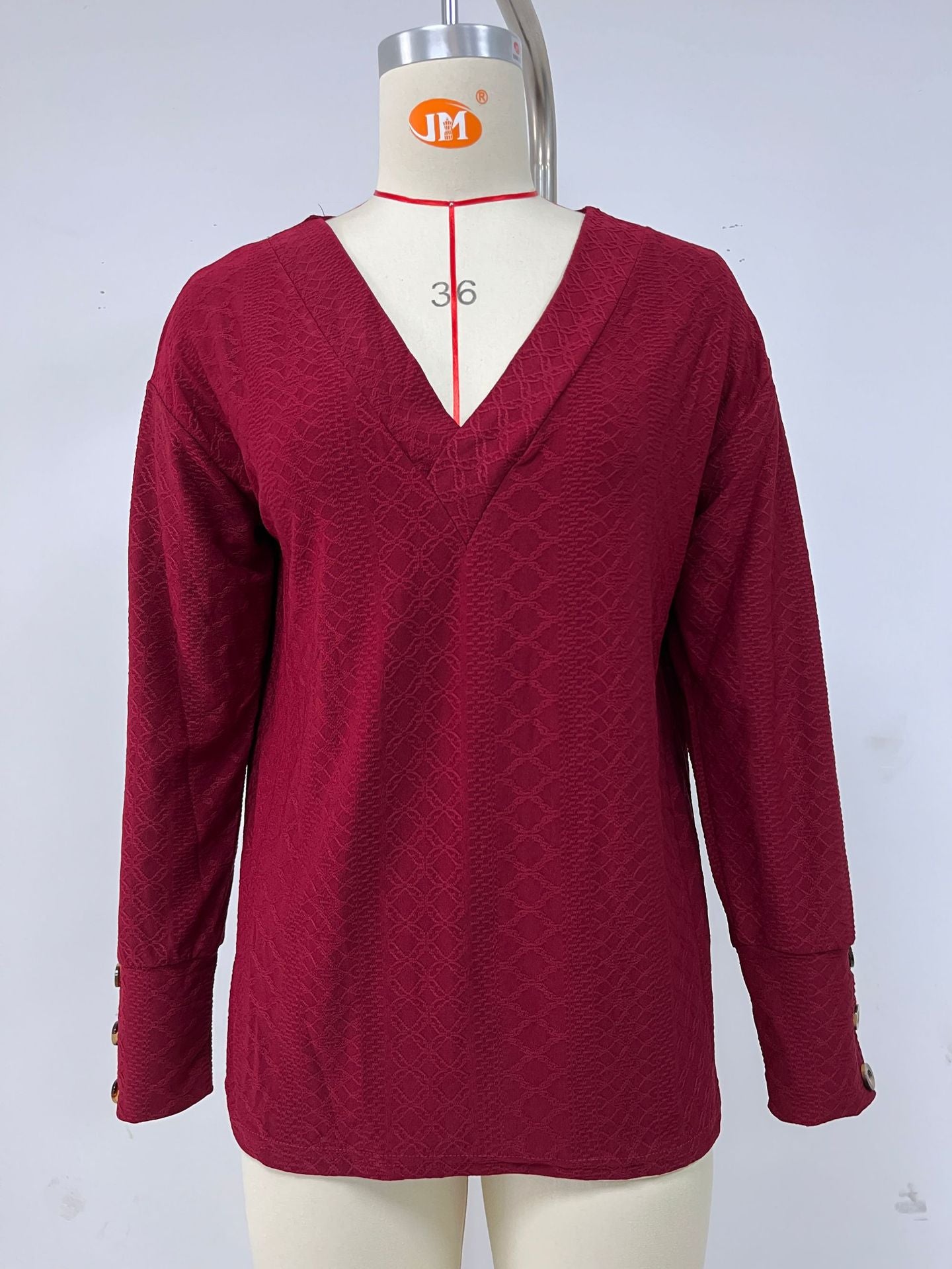 Women's Solid Color And Jacquard Button Loose-fitting Blouses