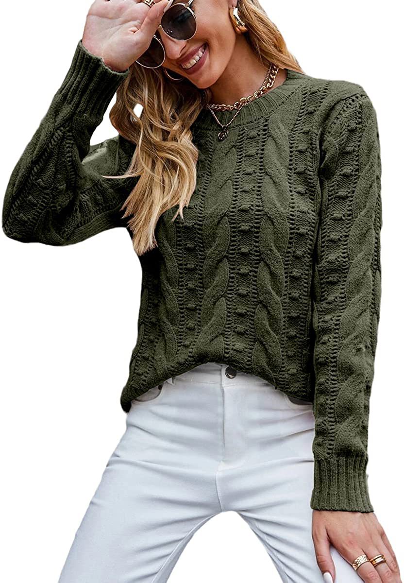 Graceful Women's Long Sleeve Cable-knit Pullover Sweaters