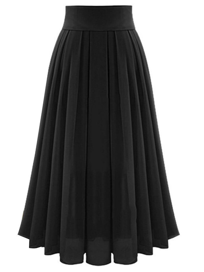 Solid Color High Waist Super Pleated Chiffon Skirts