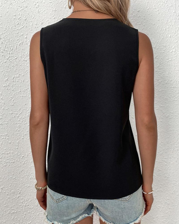 Women's V-neck Sleeveless Simple Summer Solid Color Blouses