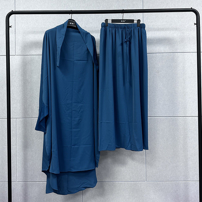 Women's Wear Two-piece Long Dress/robe Solid Color Dresses