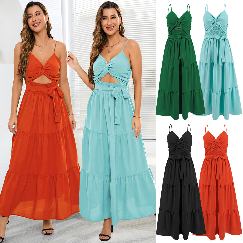 Women's Summer Cross False Two-piece Cake Dresses