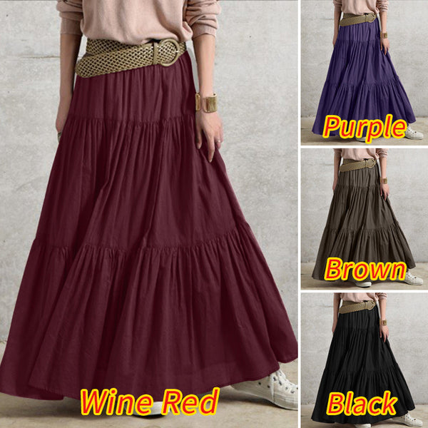 Women's Ruffled Spring Casual Retro Pleated Dress Skirts