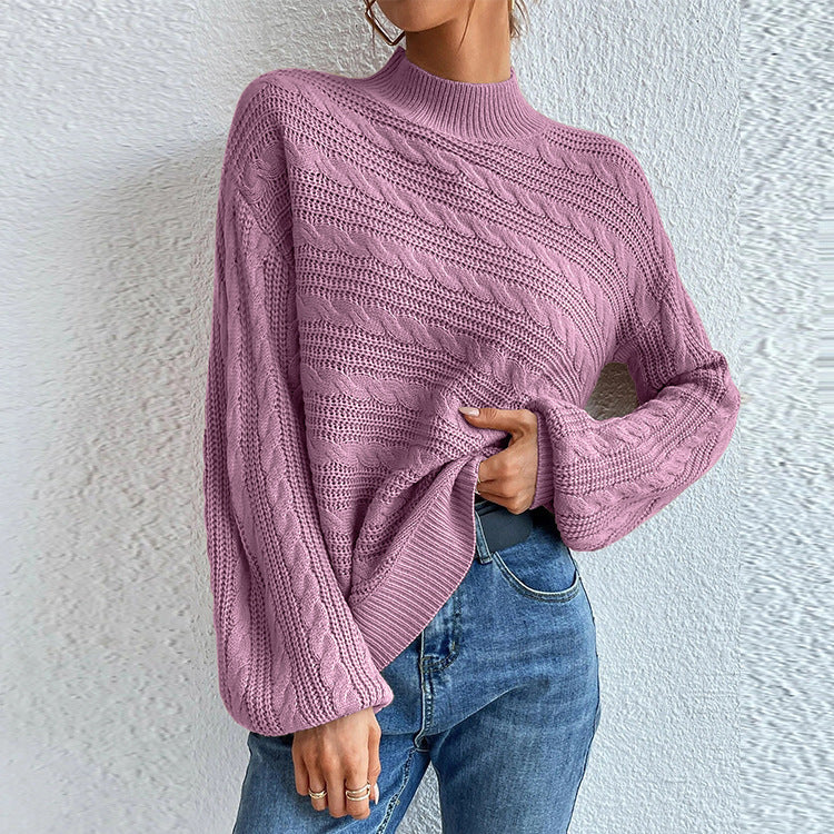 Women's Solid Color Loose Round Neck Pullover Sweaters