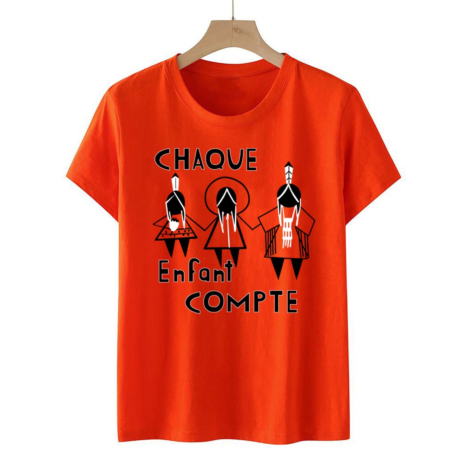 Orange T-shirt European Every Very Important Palm Blouses