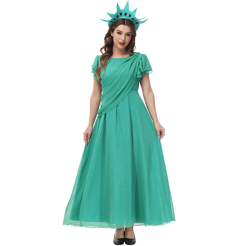 Halloween Green Chiffon Party Maxi Dress Free Shine Costumes
