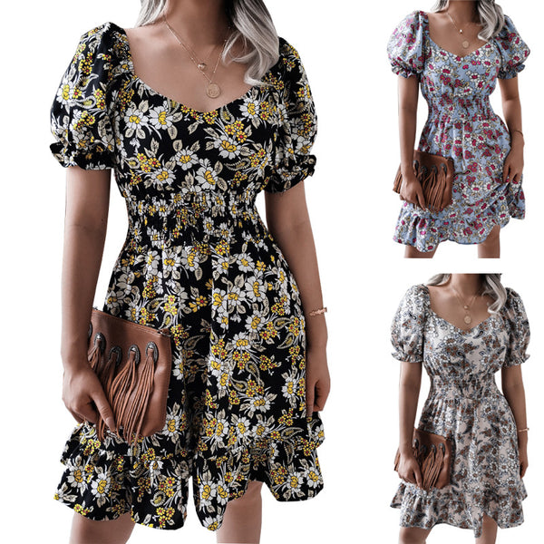 Women's Comfortable Elegant Popular Printed Ruffle Dresses