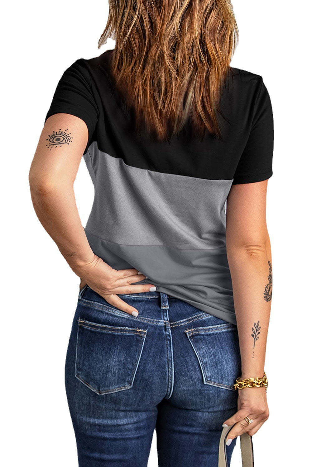 Women's Color Matching Short-sleeved T-shirt Loose Tops
