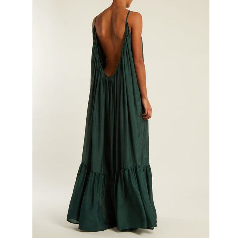 Damen-Strandkleid, sexy Spaghettiträger, ärmellos, solide Kleider