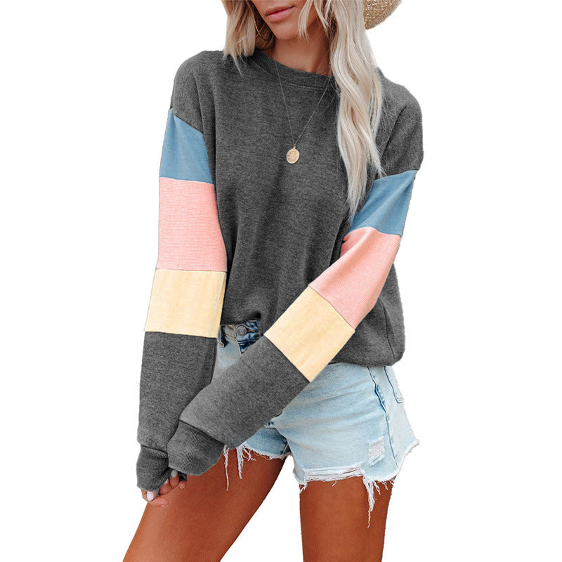 Women's Pullover Round Neck Long Sleeve Color Trendy Sweaters