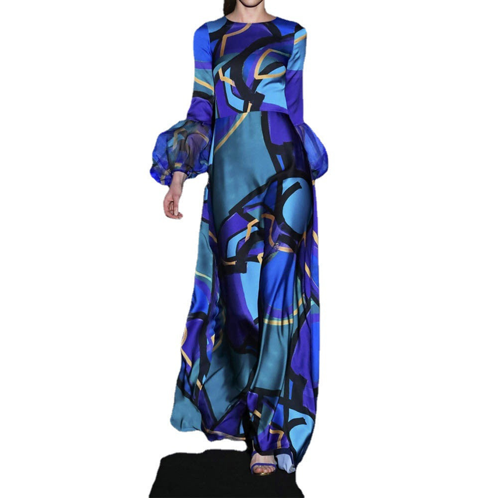 Women's Printed Dress Hepburn Style Temperament Commute Dresses