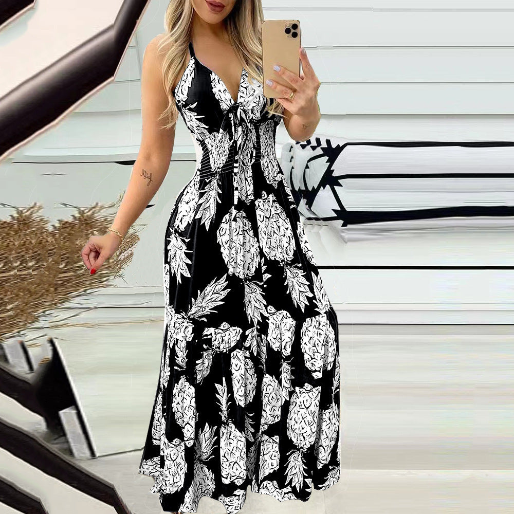 Women's Halter Tube High Waist Print Long Dresses