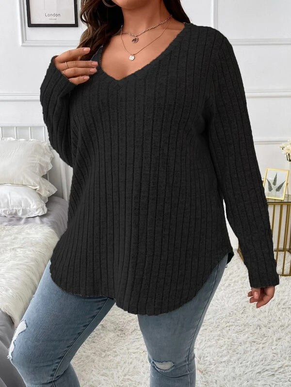 Women's Sleeve Sunken Stripe Brushed T-shirt Loose Blouses