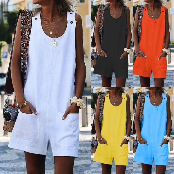 Women's Creative Slouchy Summer Button Linen Dresses