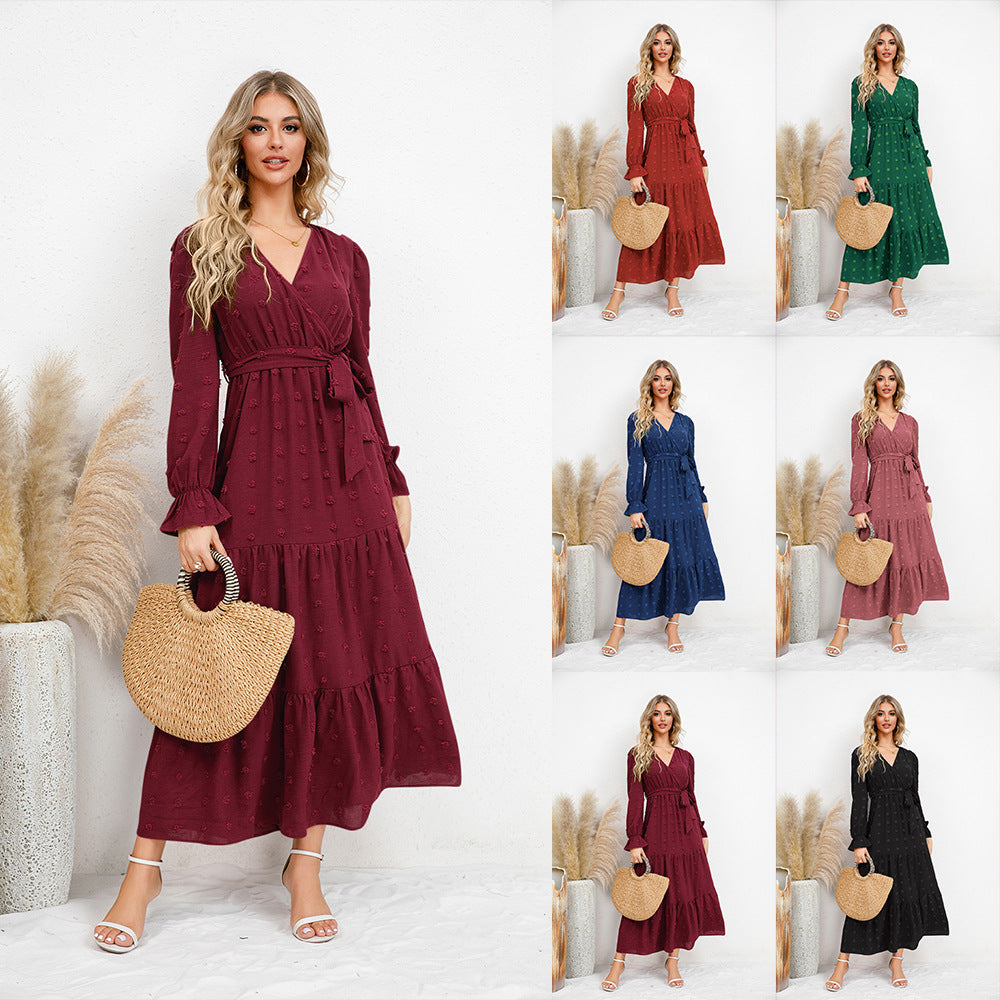 Women's Solid Color Wide Hem Casual Dress Dresses