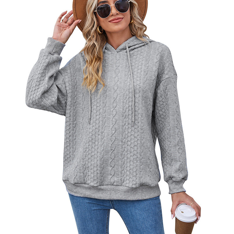 Women's Autumn Jacquard Hooded Long Sleeve Knitted Clothing