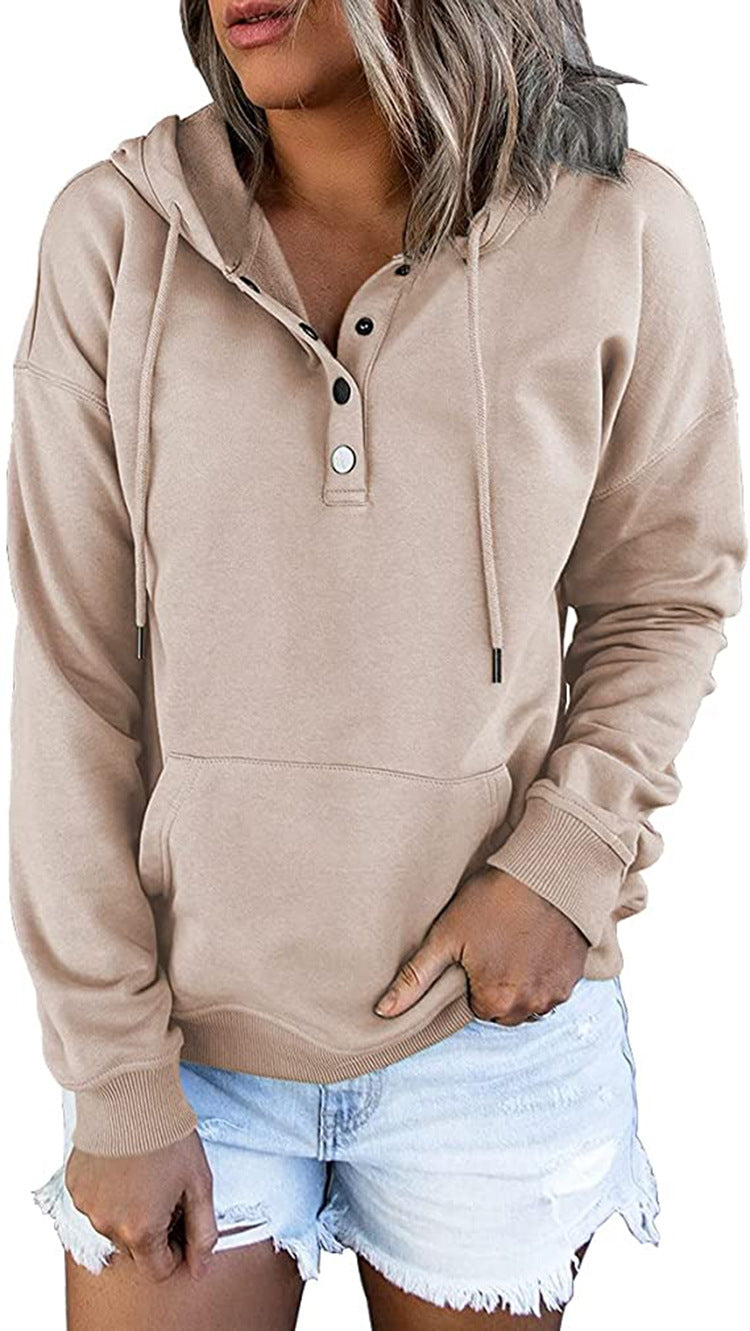 Damen-Pullover, locker, lässig, Kapuze, Kordelzug, Taschenpullover