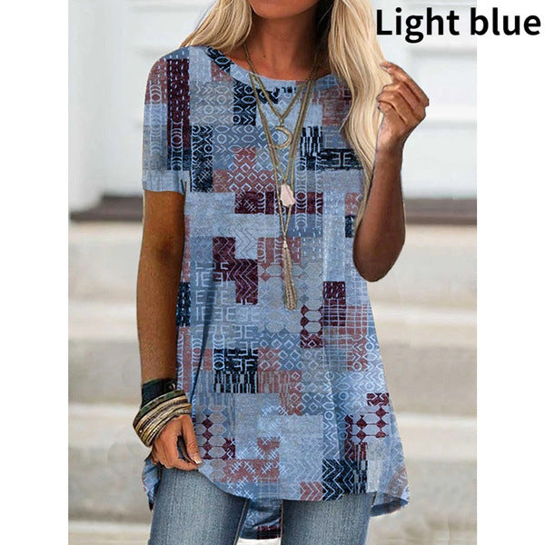 Women's Spring Fashion Wear Sleeve Digital Printing Blouses