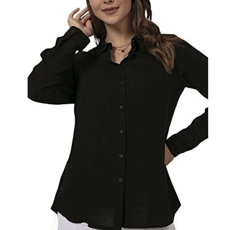 Women's Fashion Shirt Casual Long-sleeved Button-down Blouses