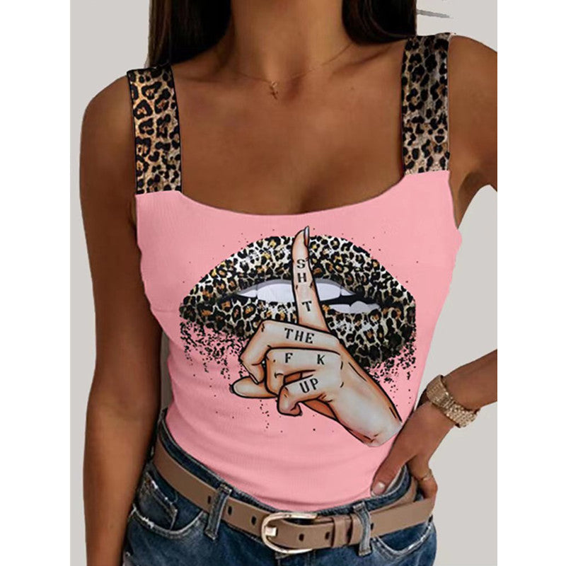 Slouchy Elegant Women's Sexy Camisole Printings Tops