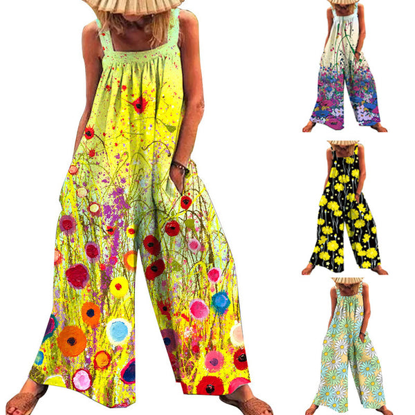 Women's Summer Large Printed Loose Wide Leg Pants