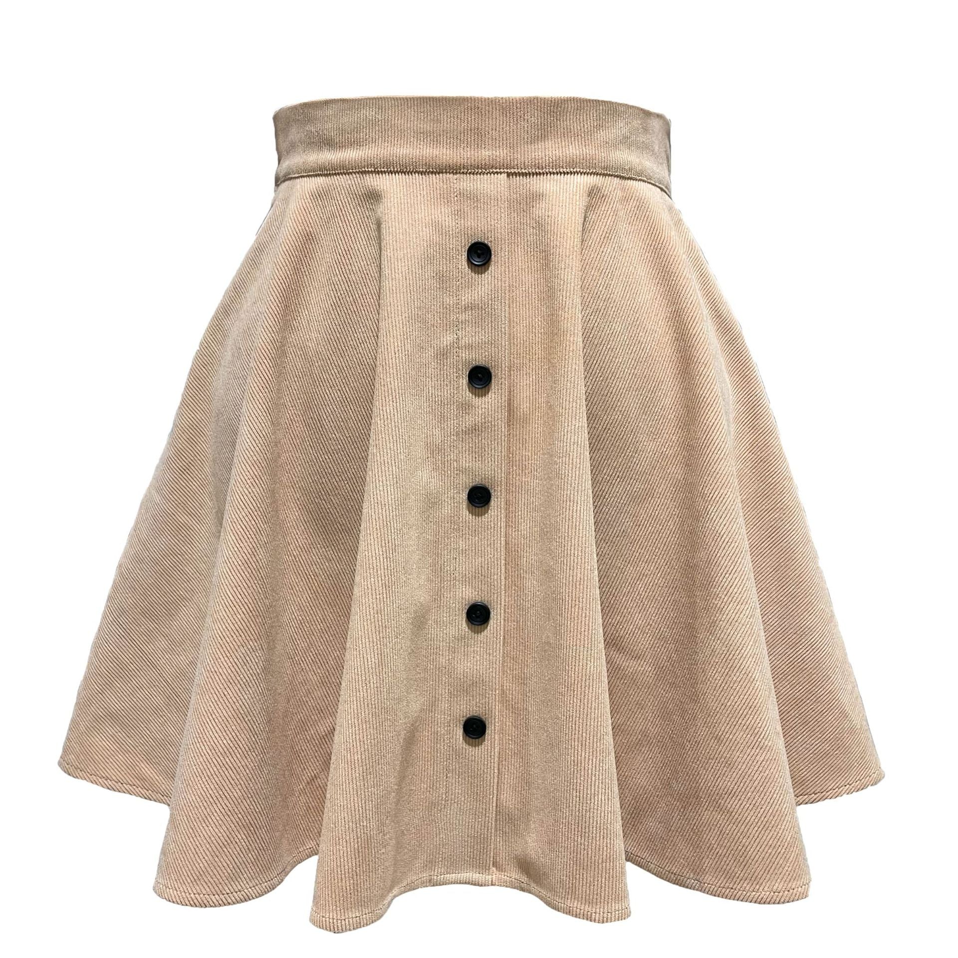 Women's Color Corduroy Fashion Sweet Single Button High Skirts