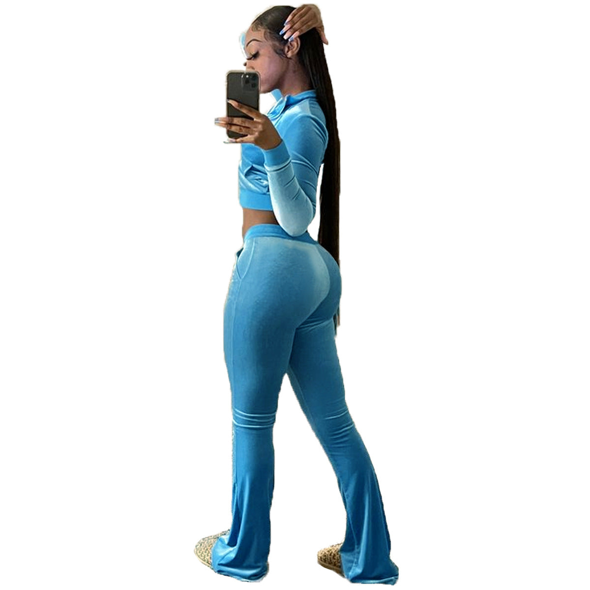 Women's Two-piece Solid Color Long Sleeve Sexy Suits