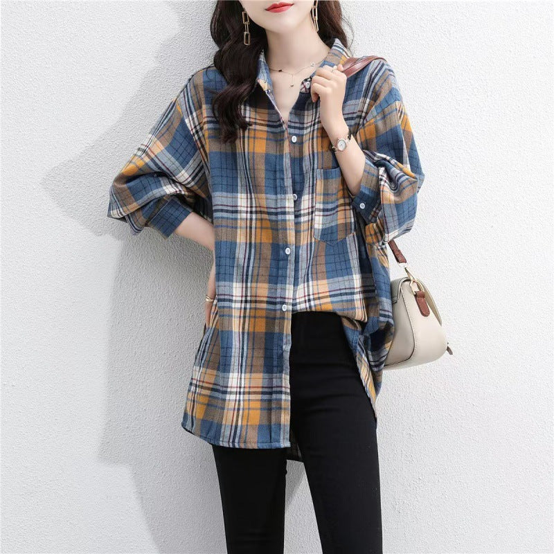 Style Loose Fashion Versatile Retro Mid-length Blouses