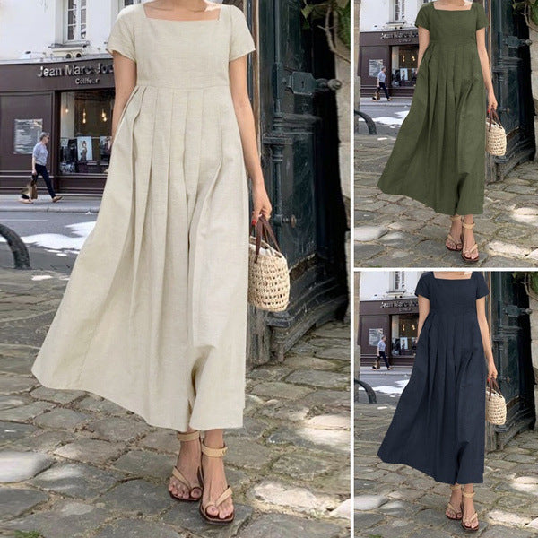 Große Swing-Sommerkleid-Ärmel mit quadratischem Kragen