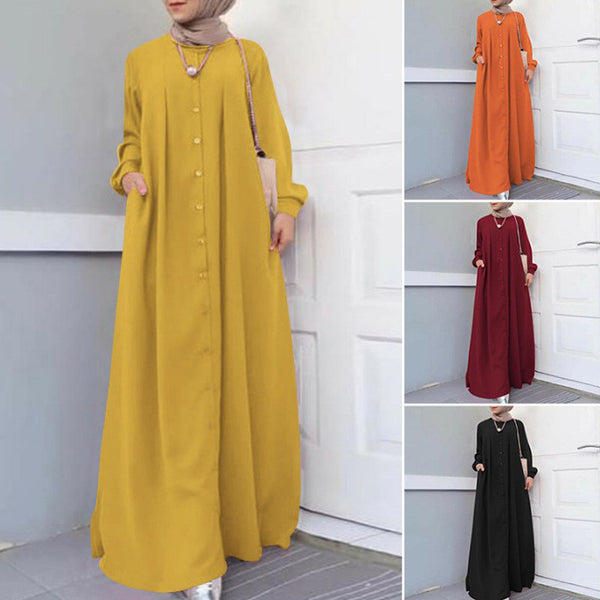 Damen Muslimisches Langes Kleid Herbst Lose Temperament Kleider