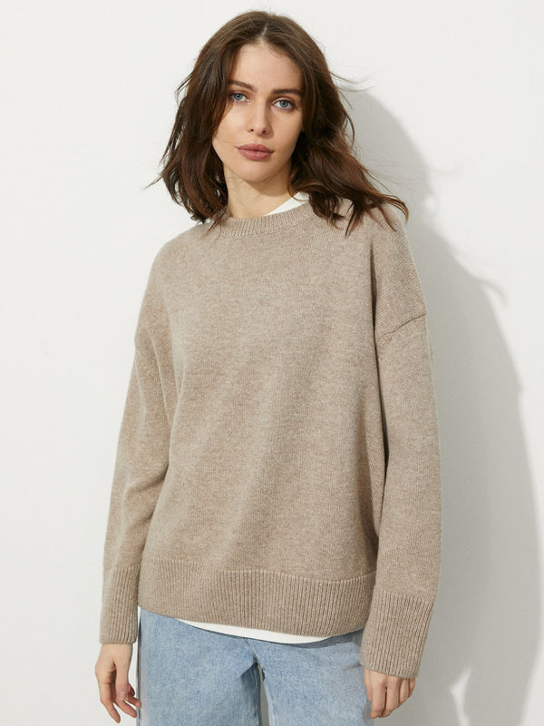 Damen-Pullover mit russischem Rundhalsausschnitt, locker für Pullover