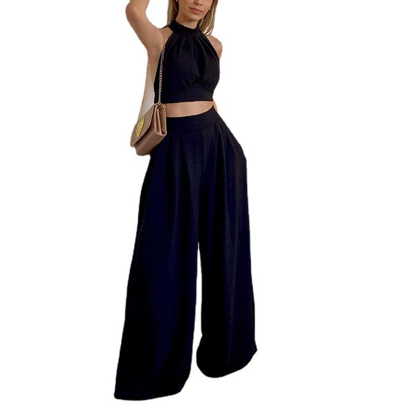 Women's Set Halter Slim Fit Elegant High Waist Suits