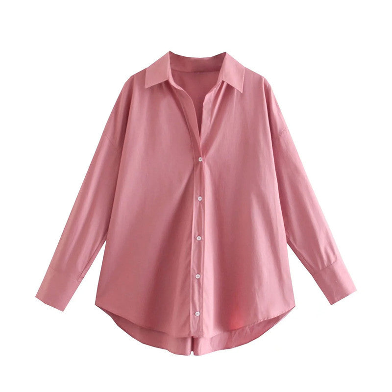 Women's Street Fashion Urban Casual Poplin Shirt Blouses