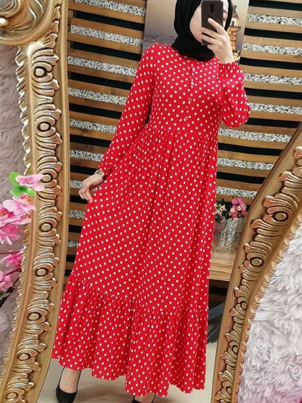 Bedrucktes Kleid mit Polka Dots, lockere und elegante Kleider