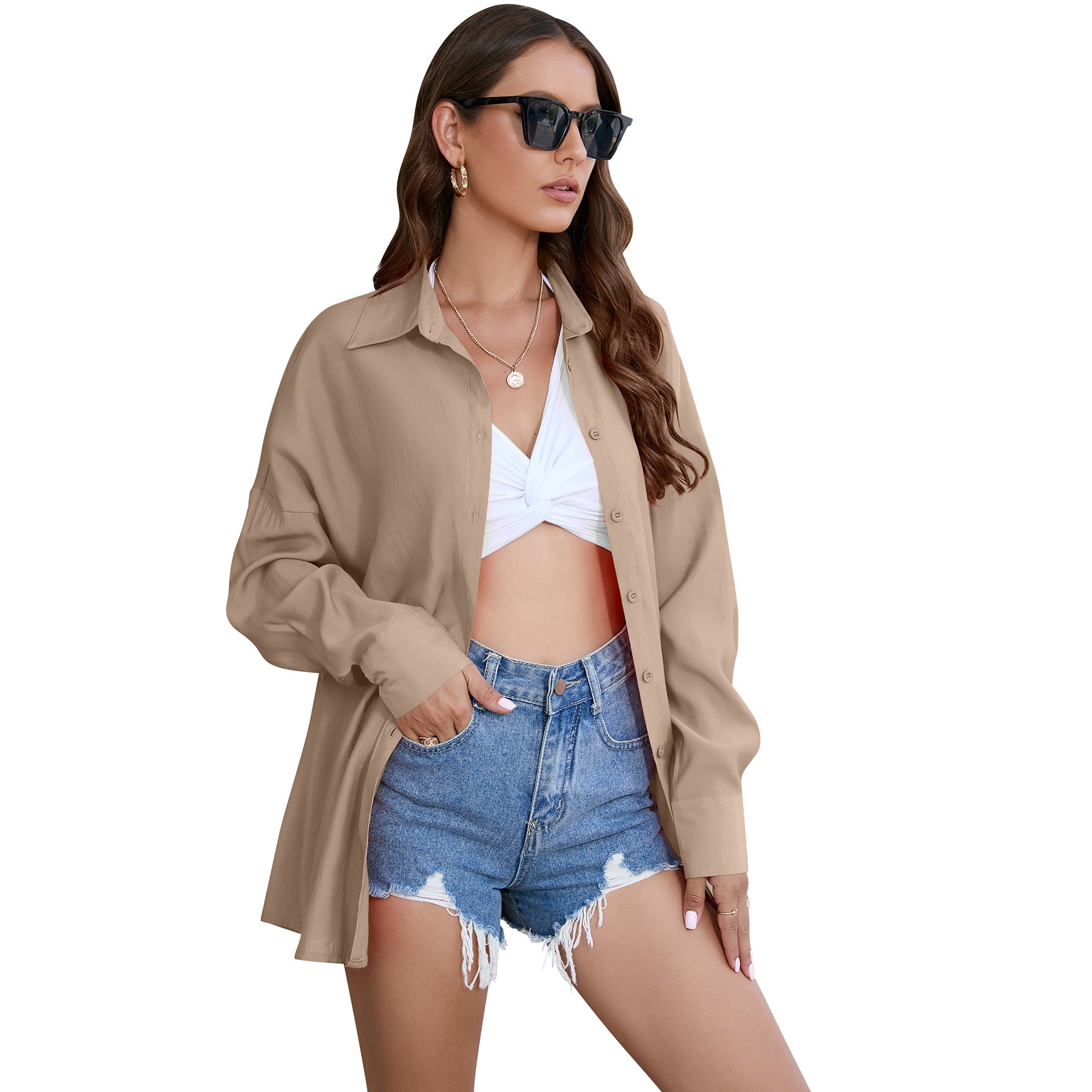 Women's Classy Tencel Loose Outer Wear Blouses