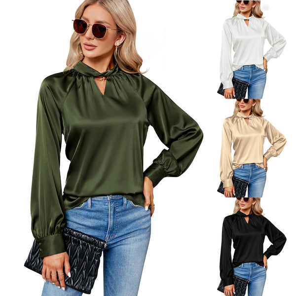 Classy Shirt Satin Long Sleeve Loose Blouses