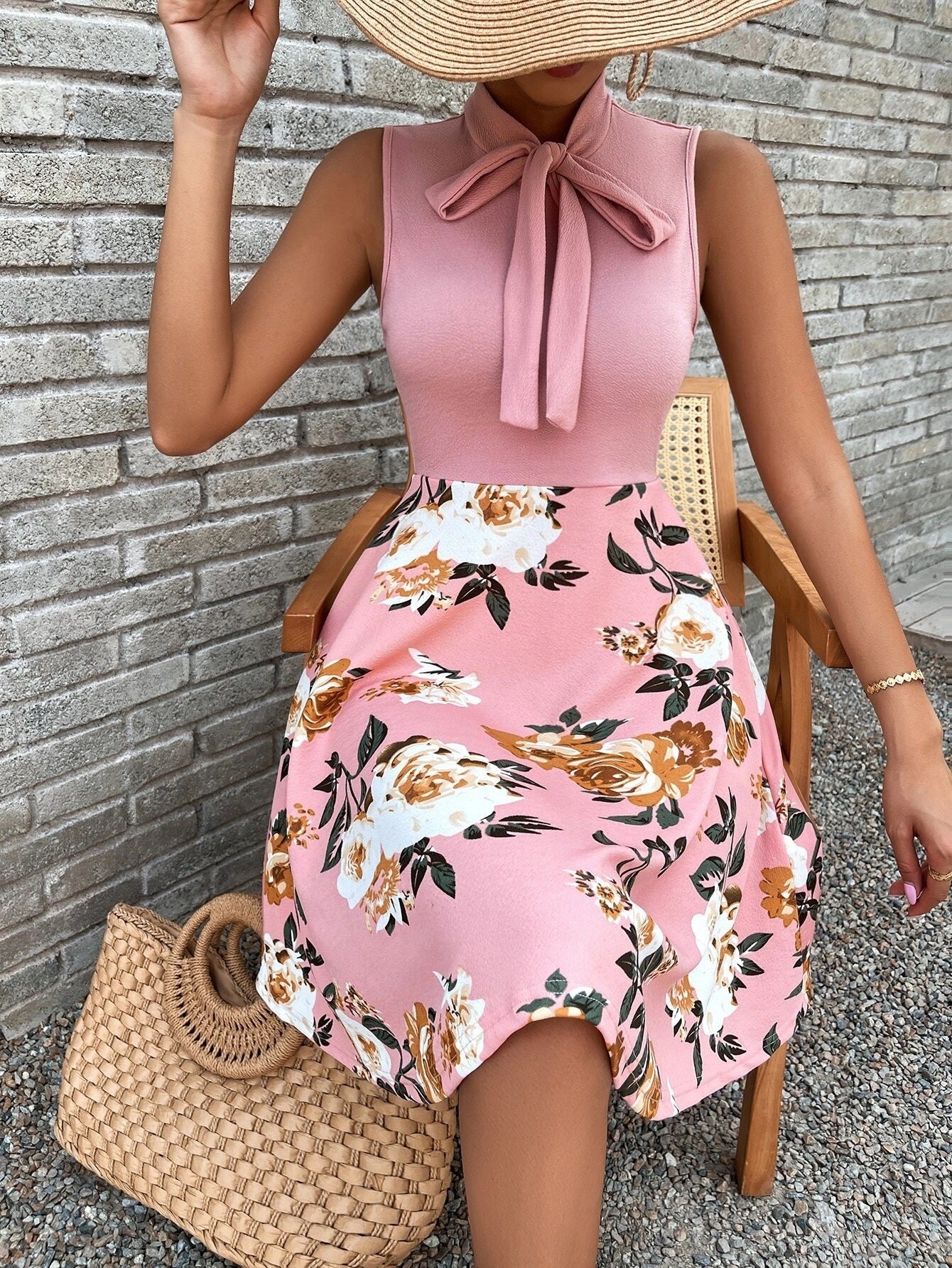 Women's Pretty Summer Printed Bow Tie Dresses