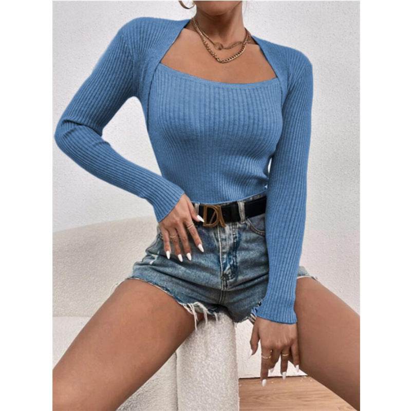 Charming Women's Slim-fit Long-sleeved Knitted Shirt Sweaters