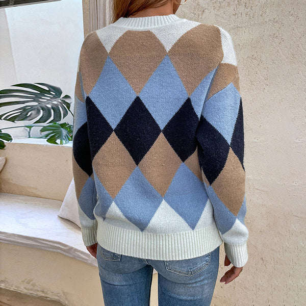 Bequeme farbige Pulloverpullover für Damen mit Rundhalsausschnitt