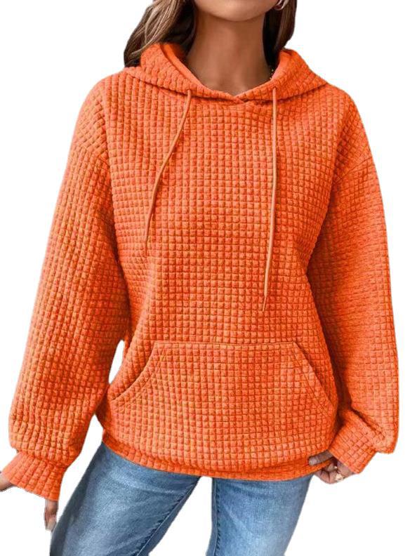 Women's Waffle Round Neck Long-sleeved Solid Color Sweaters