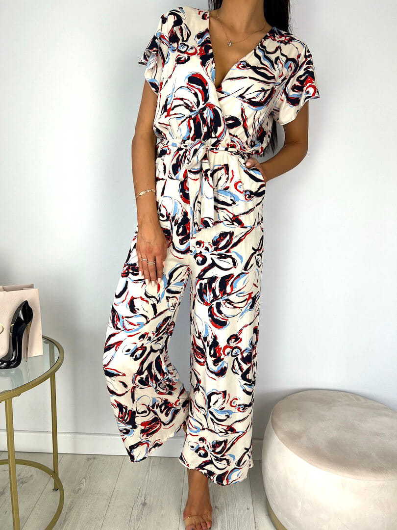 Attractive Summer Collar Sleeveless Ruffled Printed Jumpsuits