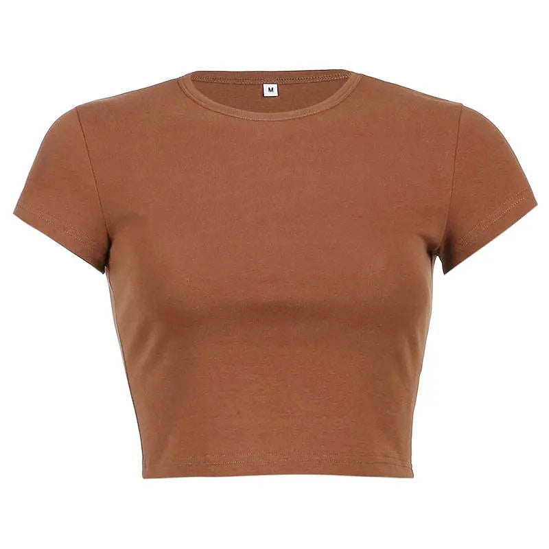 Women's Solid Color Summer Round Neck Acceptable Blouses