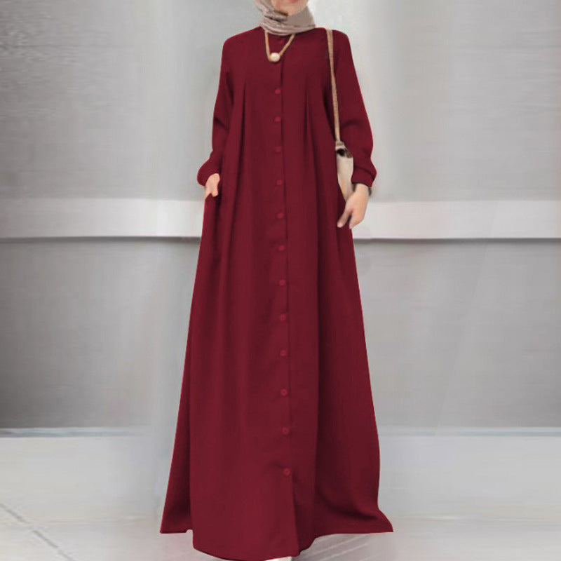 Robe longue musulmane pour femmes automne robes de tempérament lâches