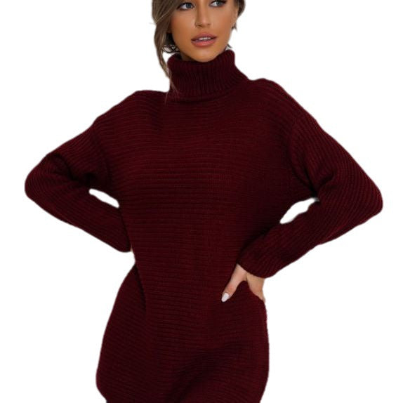 Classy High-grade White Turtleneck Long-sleeved Pullover Sweaters