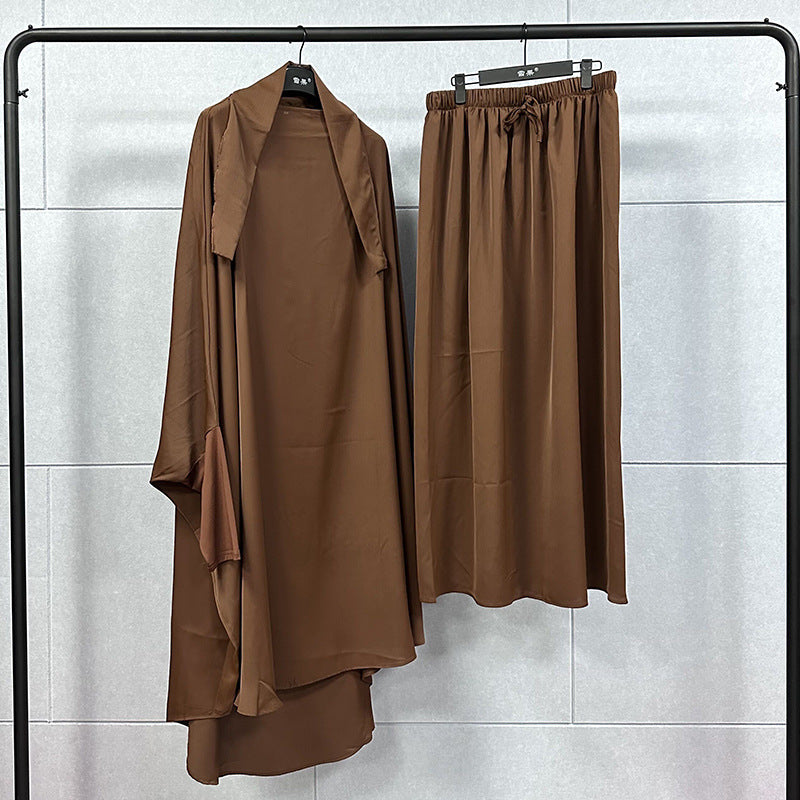 Women's Wear Two-piece Long Dress/robe Solid Color Dresses